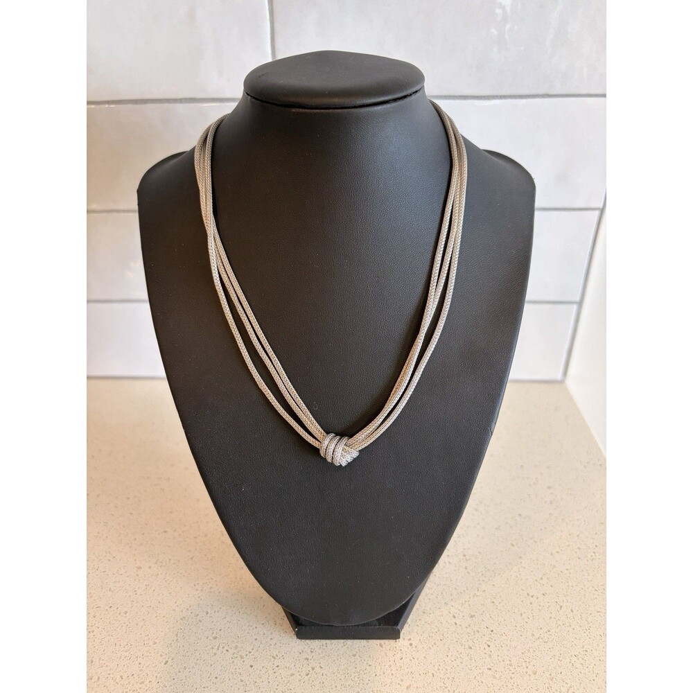 OTC 925 Sterling Silver Italian Mesh Multi Strand Knotted Necklace 17”